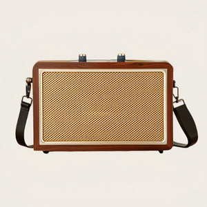 Walnut-Toned Retro Karaoke Bluetooth Speaker