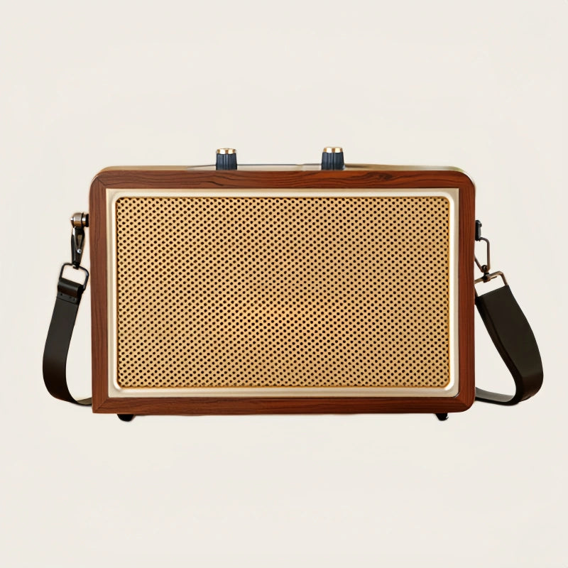 Walnut-Toned Retro Karaoke Bluetooth Speaker