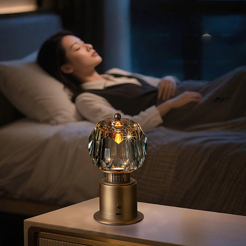Amber Glow Crystal Soundbox Lamp Bluetooth Speaker