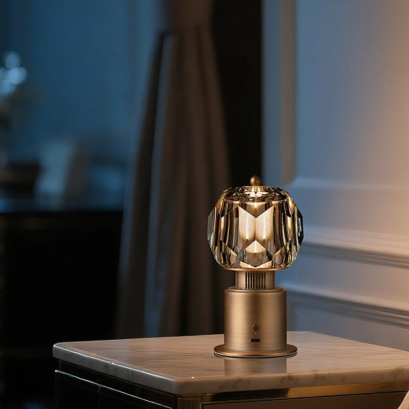 Amber Glow Crystal Soundbox Lamp Bluetooth Speaker